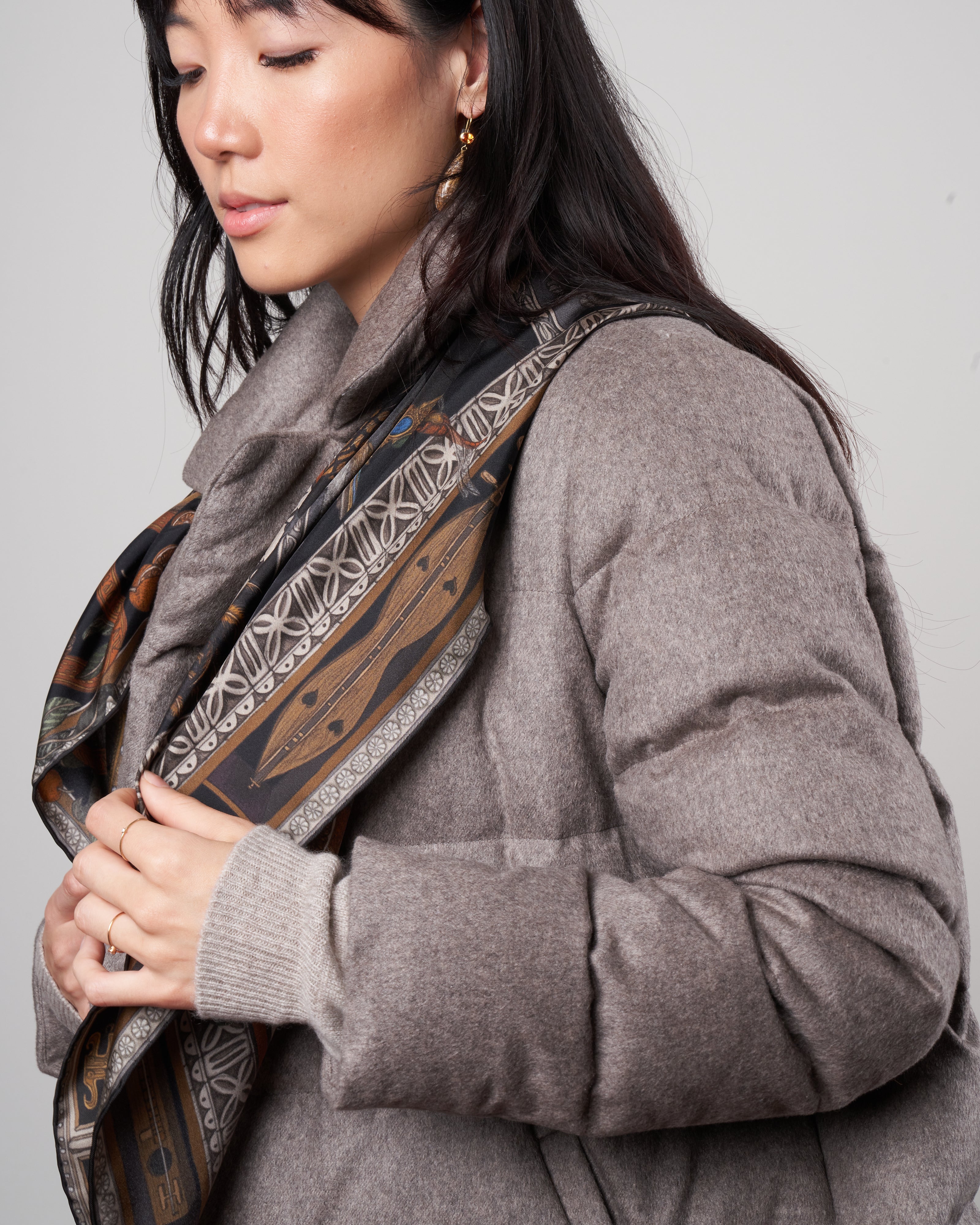 Sabina Savage Faithful Lamb Silk Scark 90Cm Slate/Fog