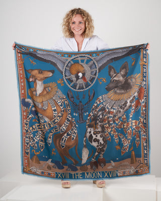 silk scarf 135 x 135 cm - lagoon/fawn