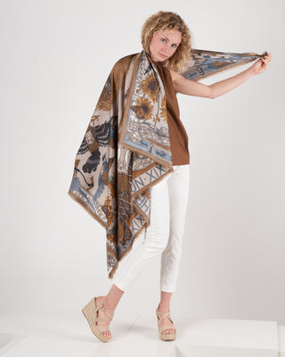 silk scarf 135 x 135 cm - linen/bone