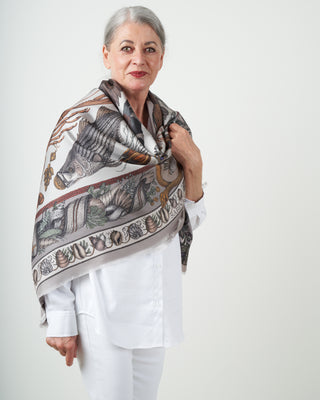 neptune's riches large silk twill scarf - marble