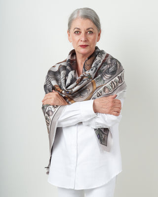 neptune's riches large silk twill scarf - marble