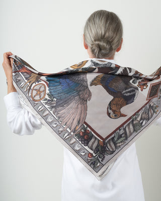 neptune's riches small silk twill scarf - marble