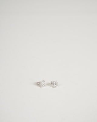 emerald cut white topaz diamond halo stud earrings - white topaz