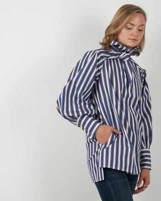 caprice top - navy/white/brown