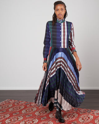 horizontal plissé dress - vertical stripe