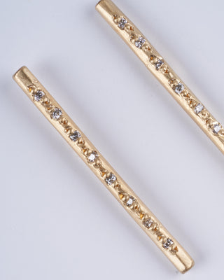 extra long pave sticks white diamonds - gold