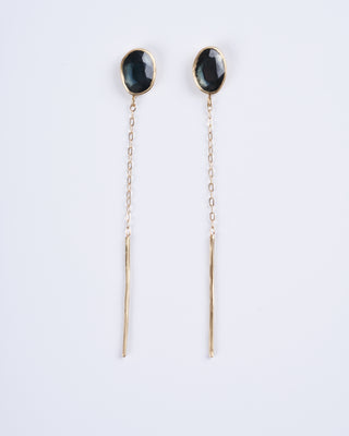 spinel post earring with chain - gold
