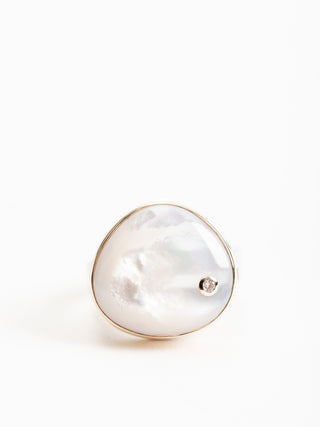 mother of pearl & diamond ring