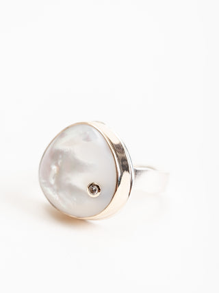 mother of pearl & diamond ring