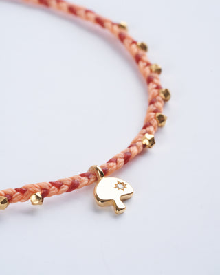 easygoing diamond shroom charm bracelet -peach/ rust