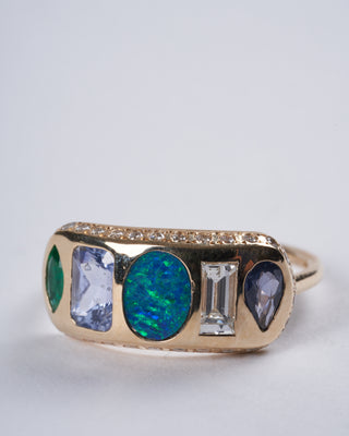 rokia ring 14k with opal, blue sapphire and emerald marquise - gold and stone