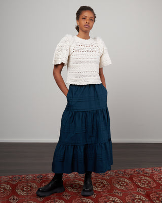 darcy fringe s/slv fringed sweater - cream