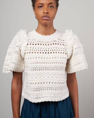 darcy fringe s/slv fringed sweater - cream