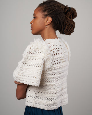 darcy fringe s/slv fringed sweater - cream