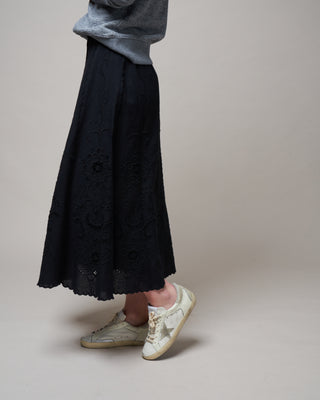kiara emb button-down skirt - black
