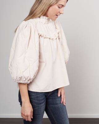 layla quilted puff slv top - barley