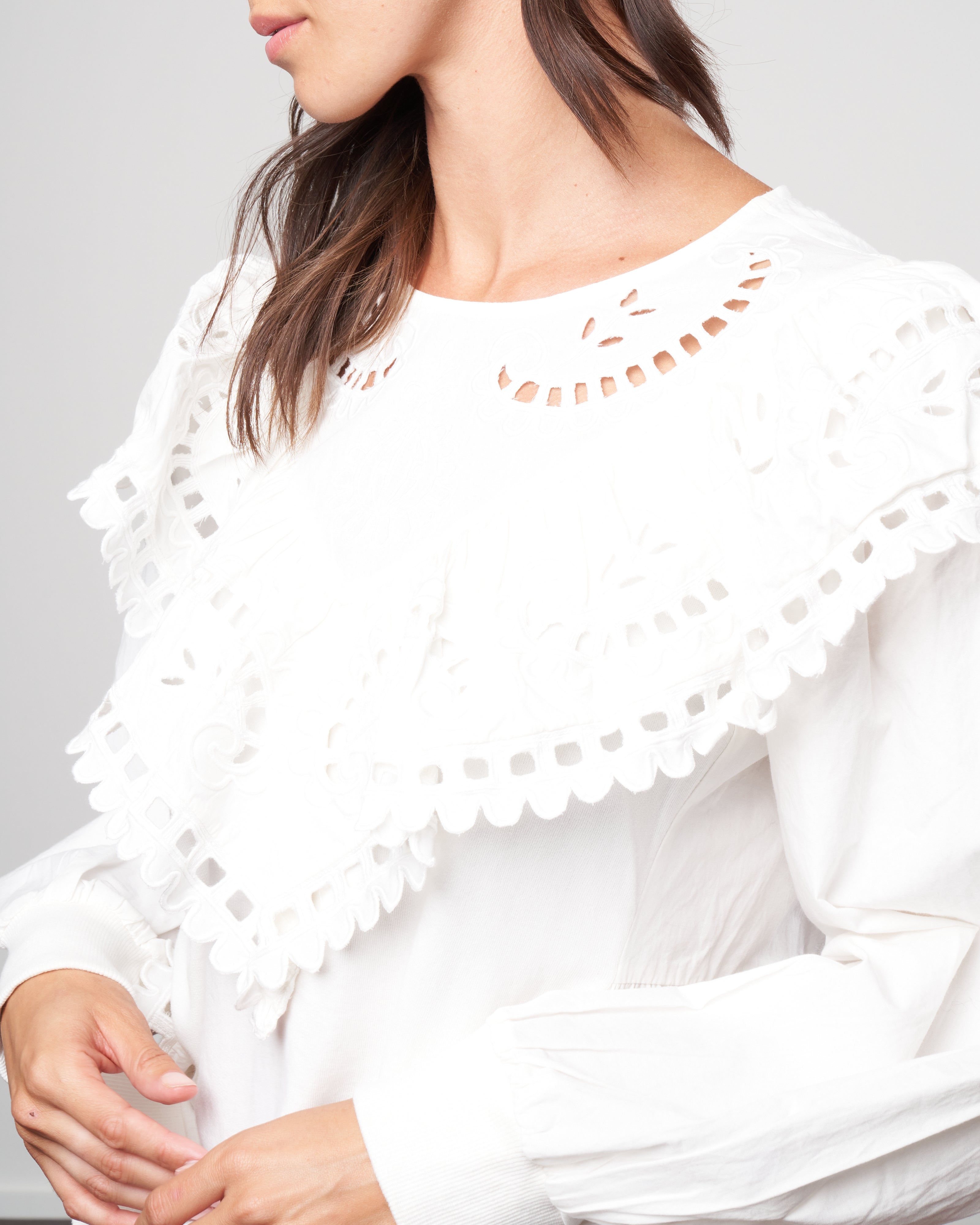 Sea Santos Eyelet L/Slv Sweatshirt White White