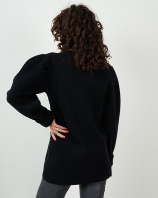 puff-sleeve pullover - black