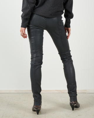 stretch leather legging - dark grey