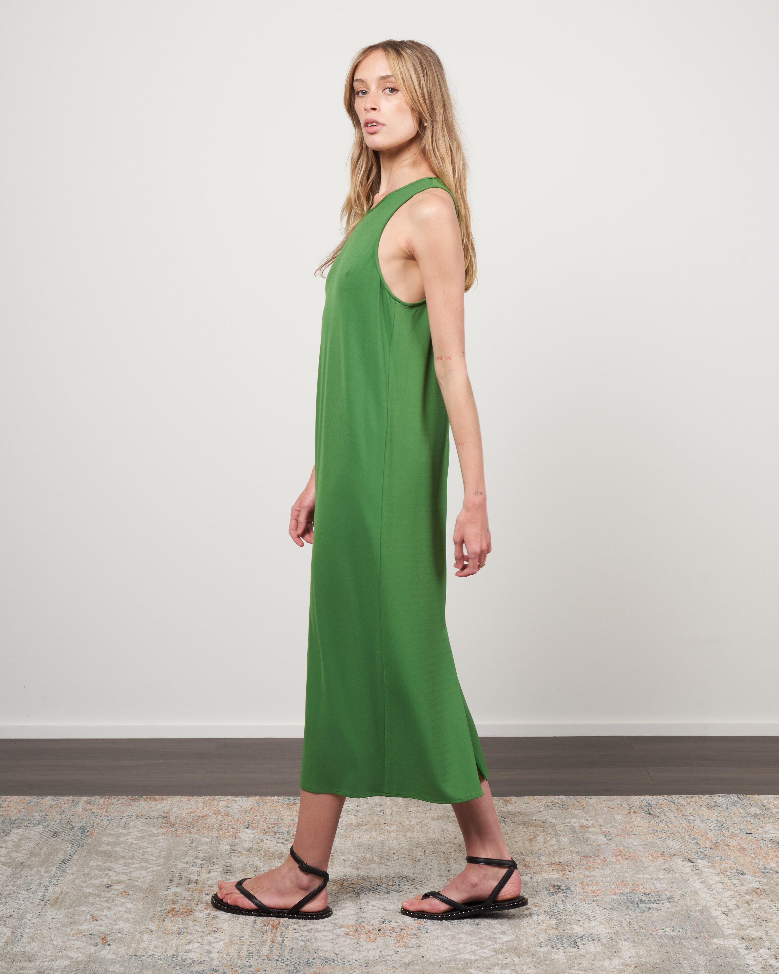 Tibi Serpentine Jersey Tank Dress Leaf Green Lefgr Tibi Serpentine Jersey Tank Dress Leaf Green Lefgr