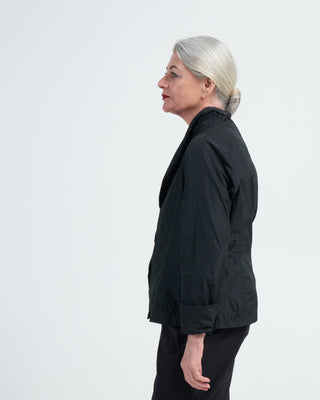 shawl collar darted bluse - black