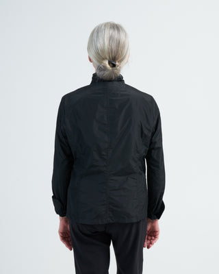 shawl collar darted bluse - black