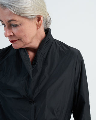 shawl collar darted bluse - black