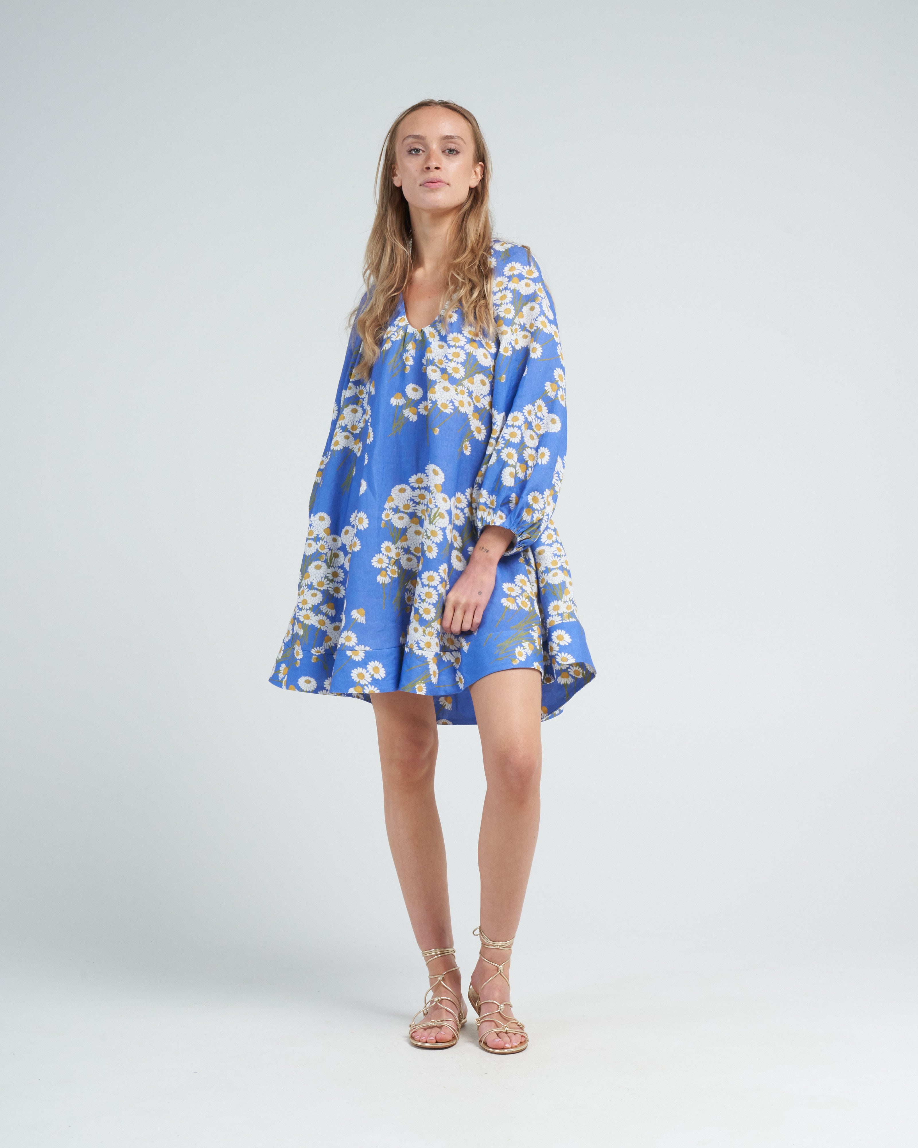 Bernadette Short Dress Georgette Chamomillefield Blue