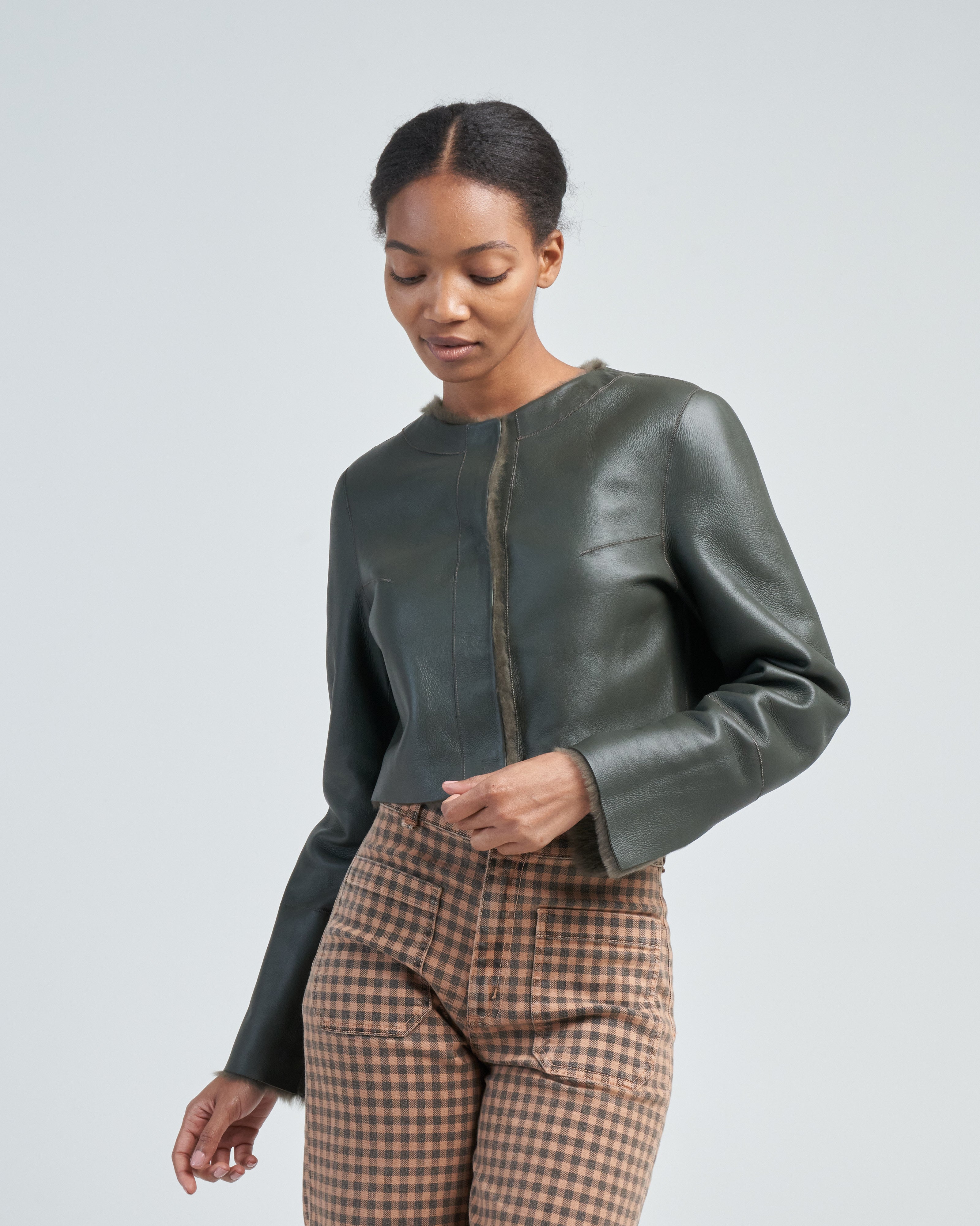 Grenn Pilot Short Jacket Thyme Shearling