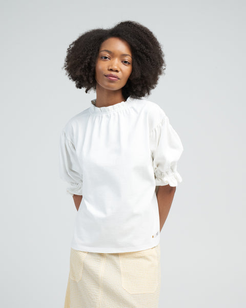 美品 Atlantique Ascoli HARVEST BL ブラウス 0 Atlantique Ascoli Short Sleeve Sweatblouse Natural White