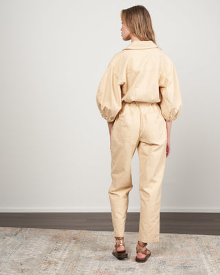 sia solid puff sleeve jumpsuit - hay
