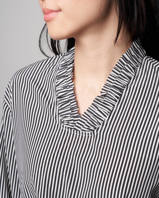 olivia blouse - black beige stripe