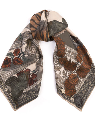 silk square scarf the tiger trap - porcelain moss