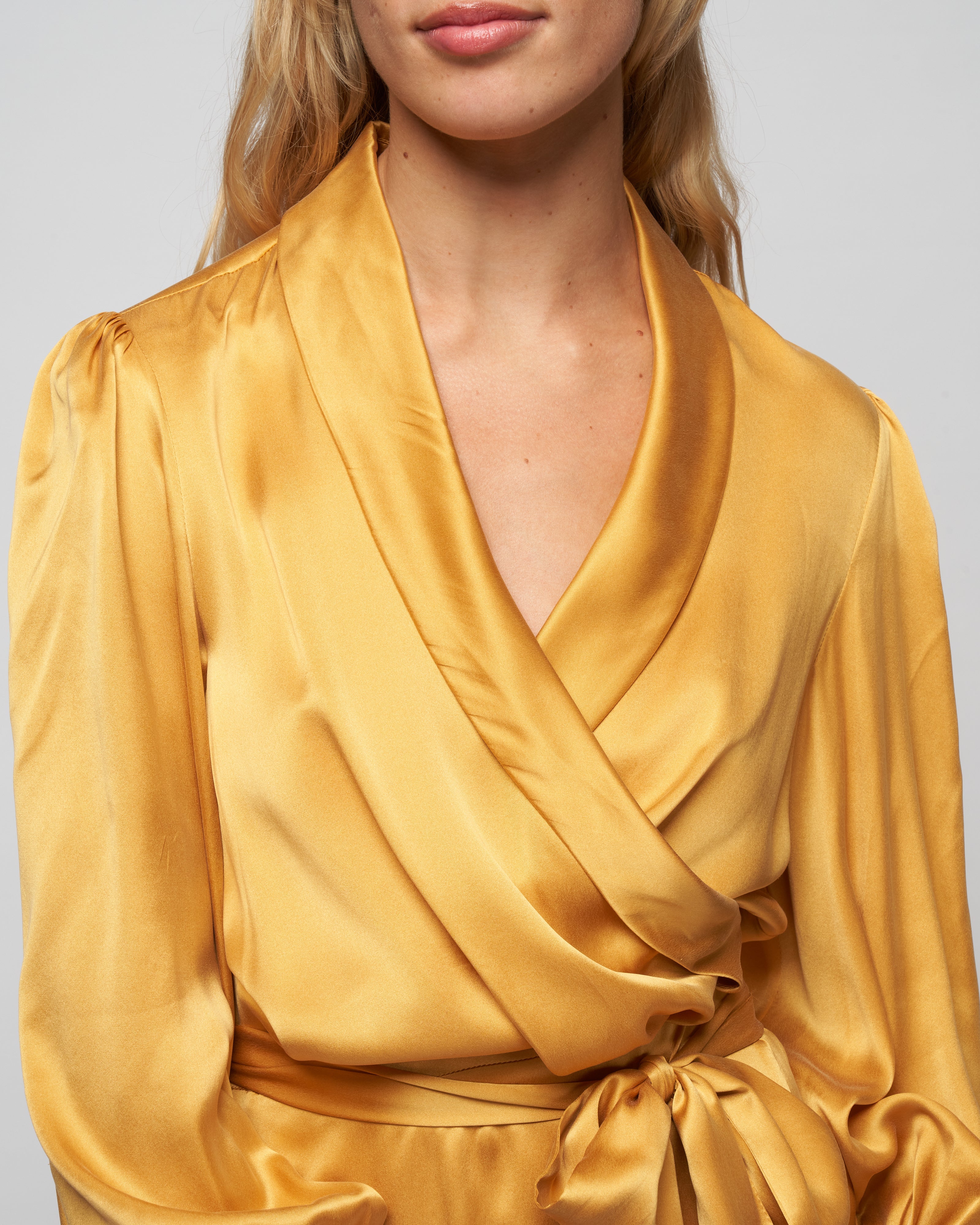 Zimmermann Silk Wrap Midi Dress Gold Zimmermann Silk Wrap Midi Dress Gold