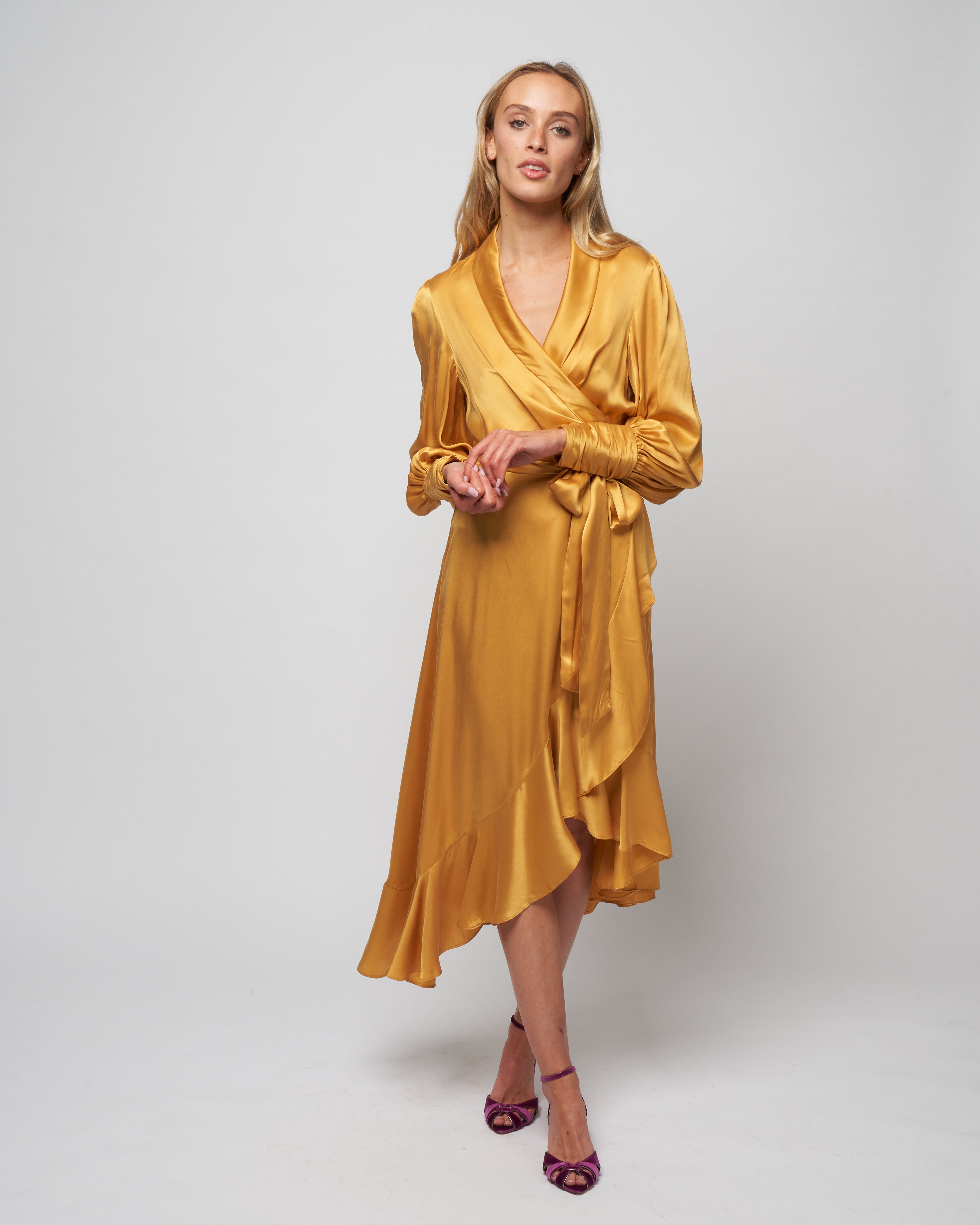 Wrap Midi Dress With Flats Zimmermann Silk Wrap Midi Dress Gold