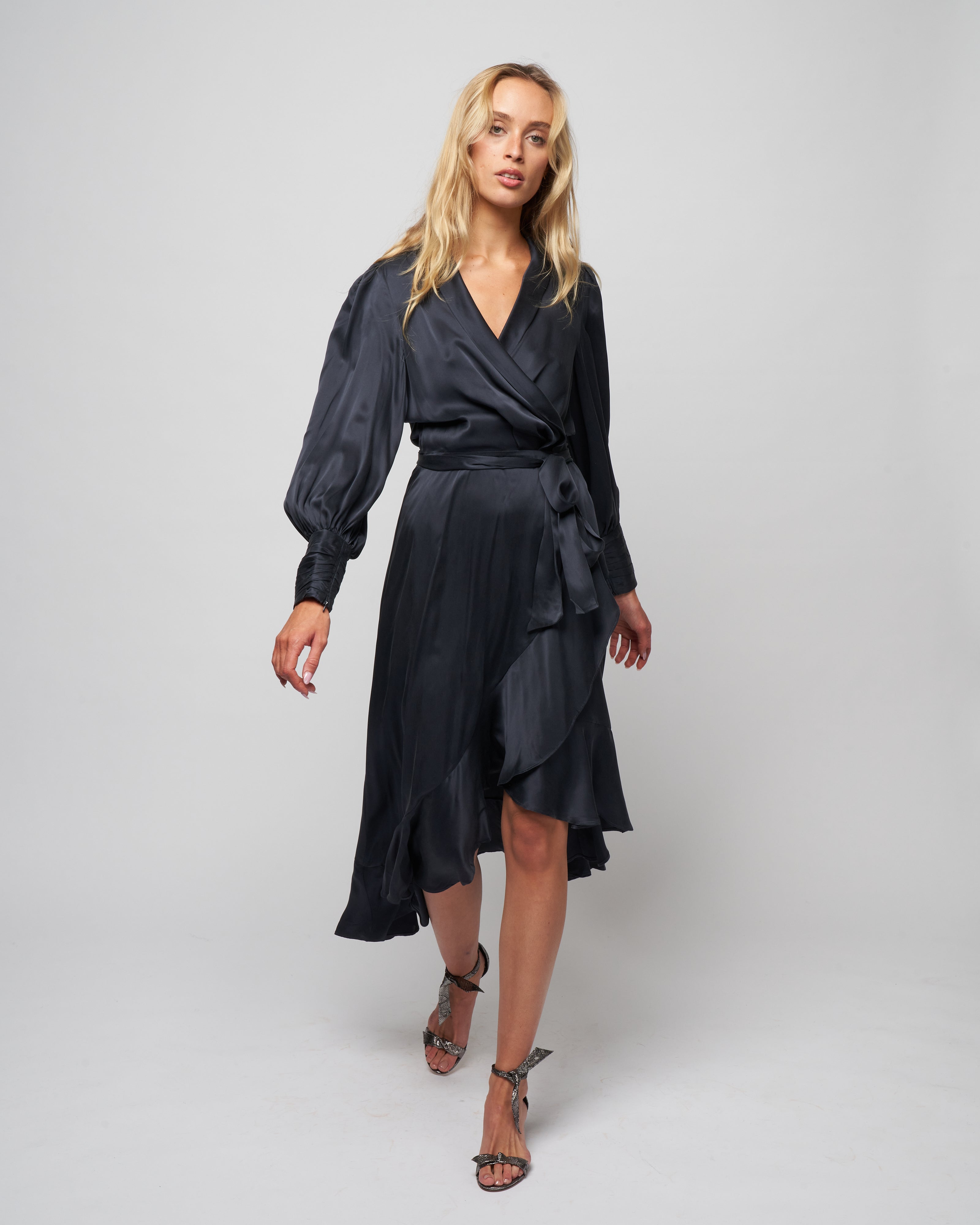 Zimmermann Silk Wrap Midi Dress Navy Zimmermann Silk Wrap Midi Dress Navy