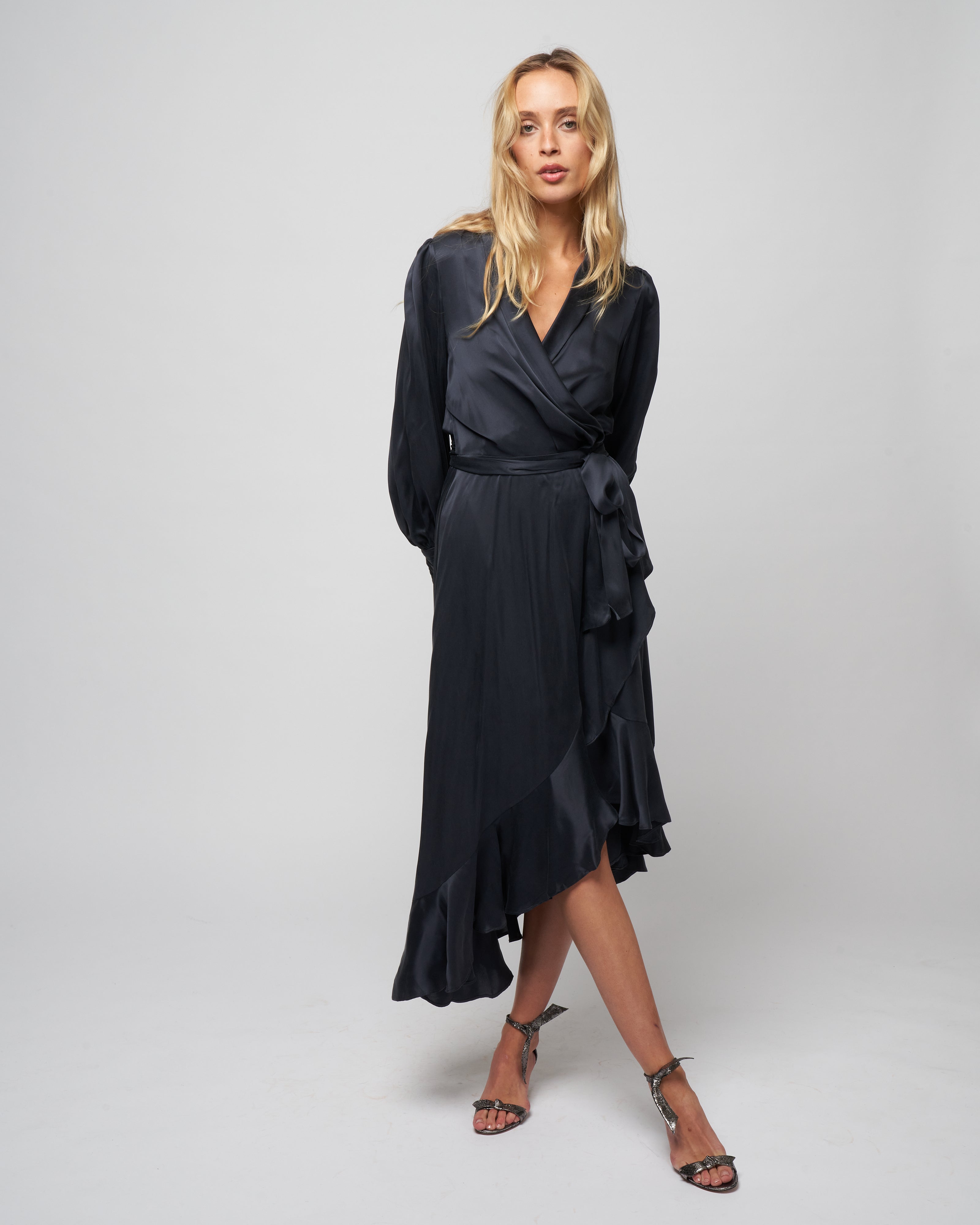 Zimmermann Silk Wrap Midi Dress Navy Zimmermann Silk Wrap Midi Dress Navy
