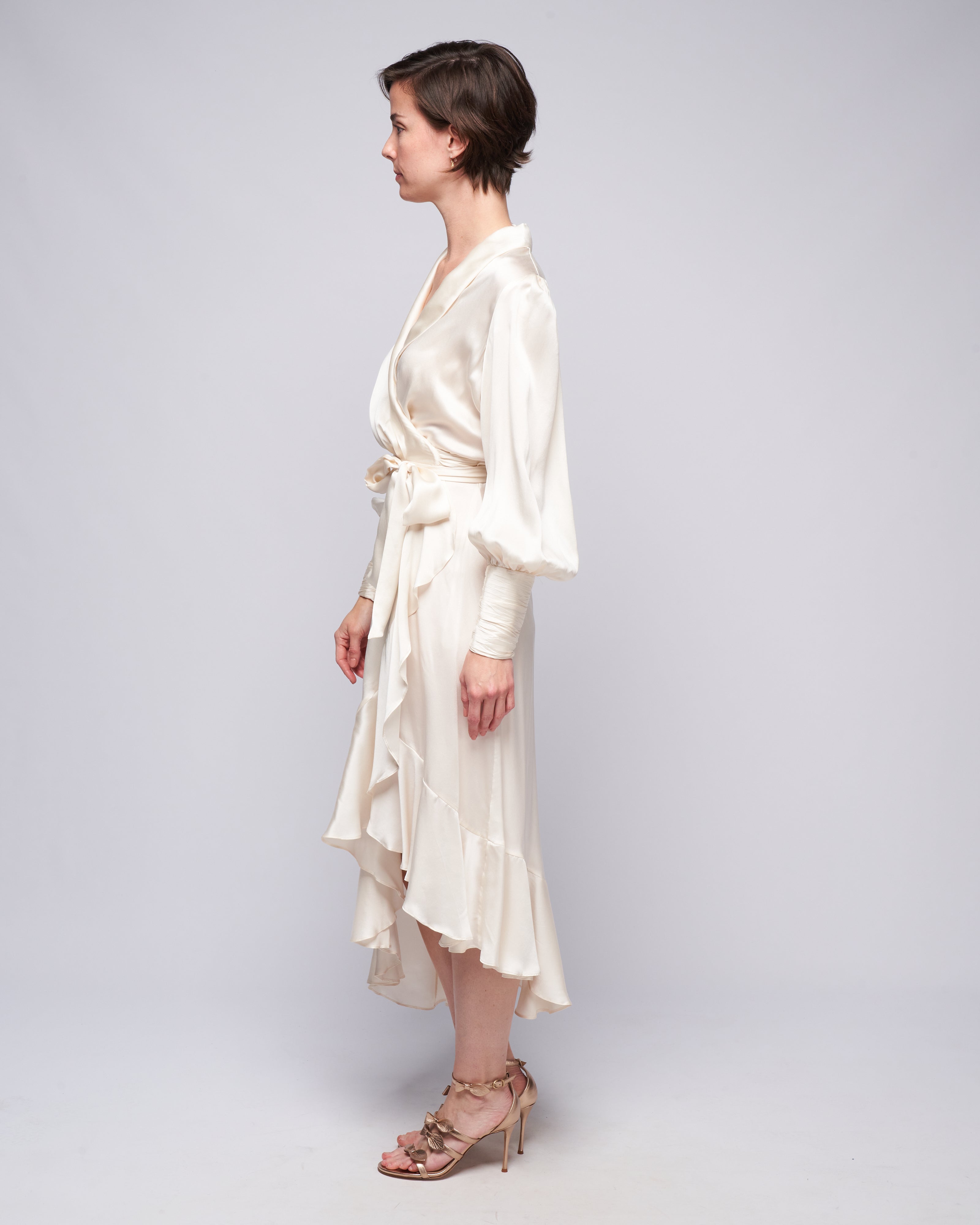zimmermann asymmetric ruffled silk-satin midi wrap dress Zimmermann Asymmetric Ruffled Silk Satin Wrap Midi Dress at 1stDibs