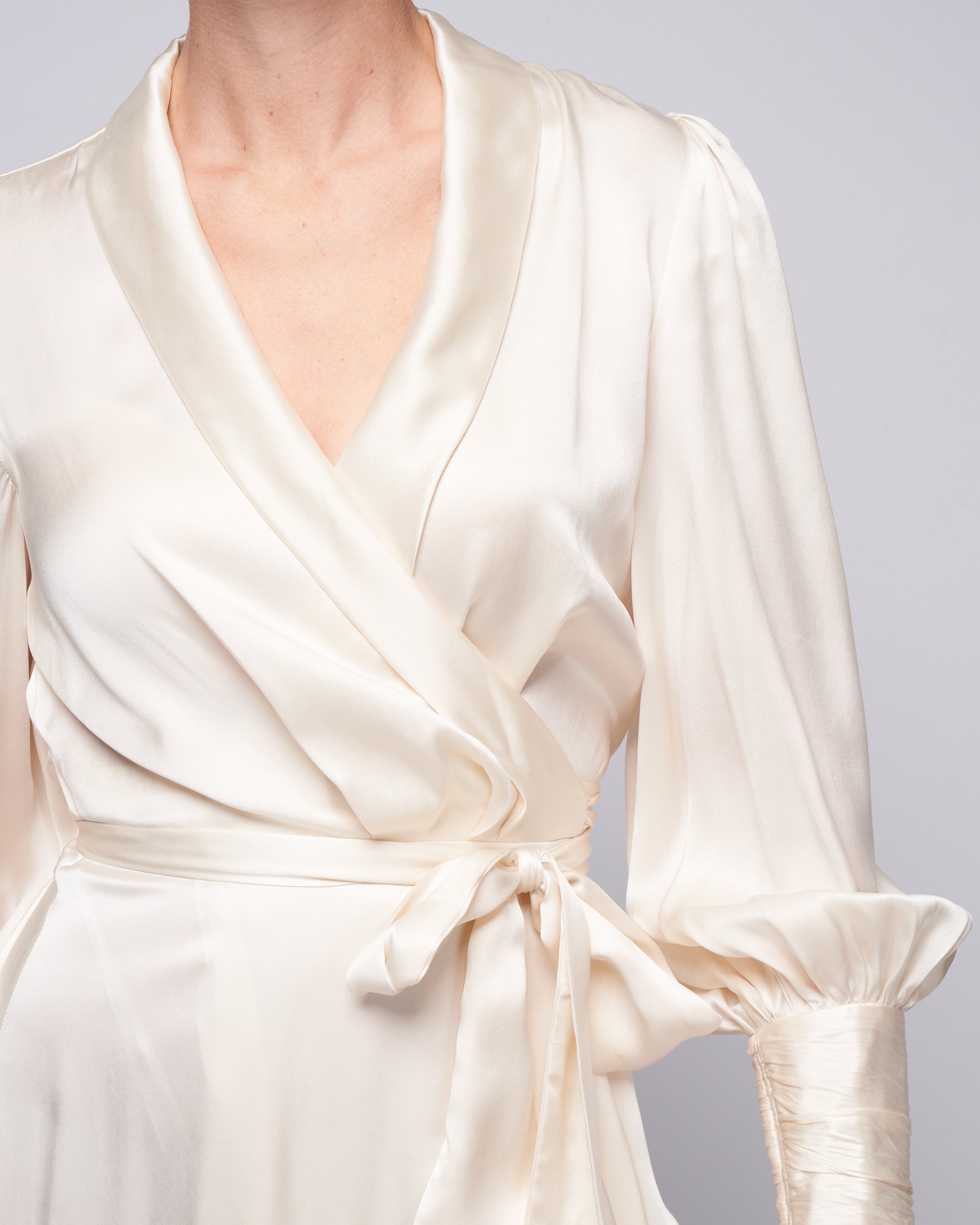 Zimmermann Silk Wrap Midi Dress Cream Zimmermann Silk Wrap Midi Dress Cream