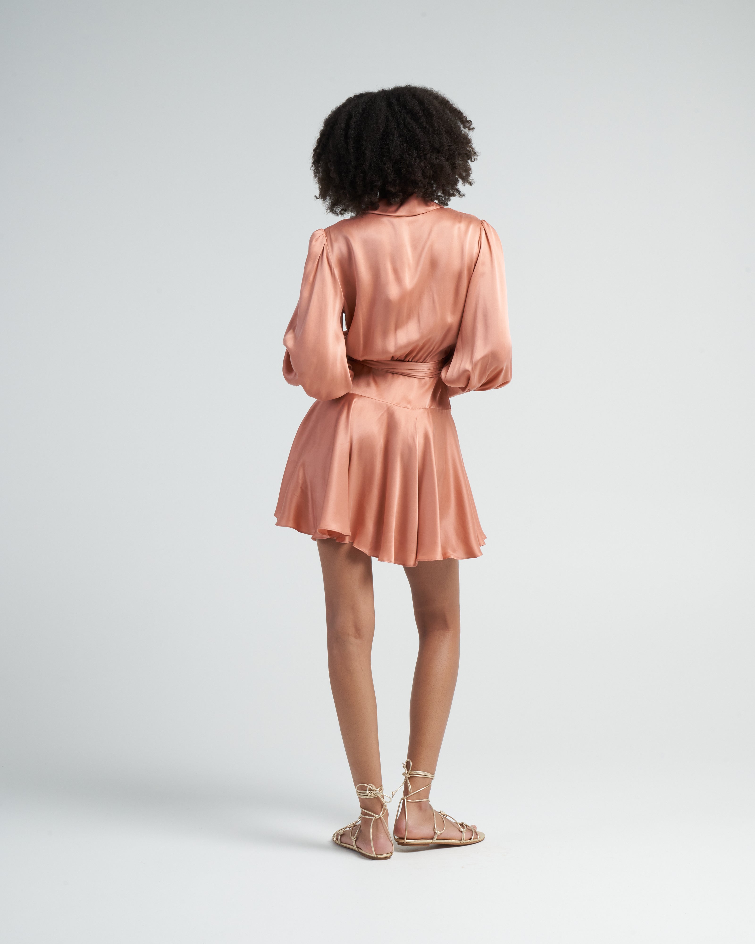 Zimmermann Silk Wrap Mini Dress Blush