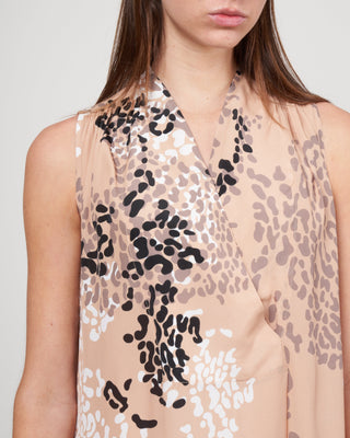 silk/rayon floral dress - 004 camel