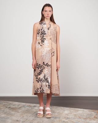 silk/rayon floral dress - 004 camel