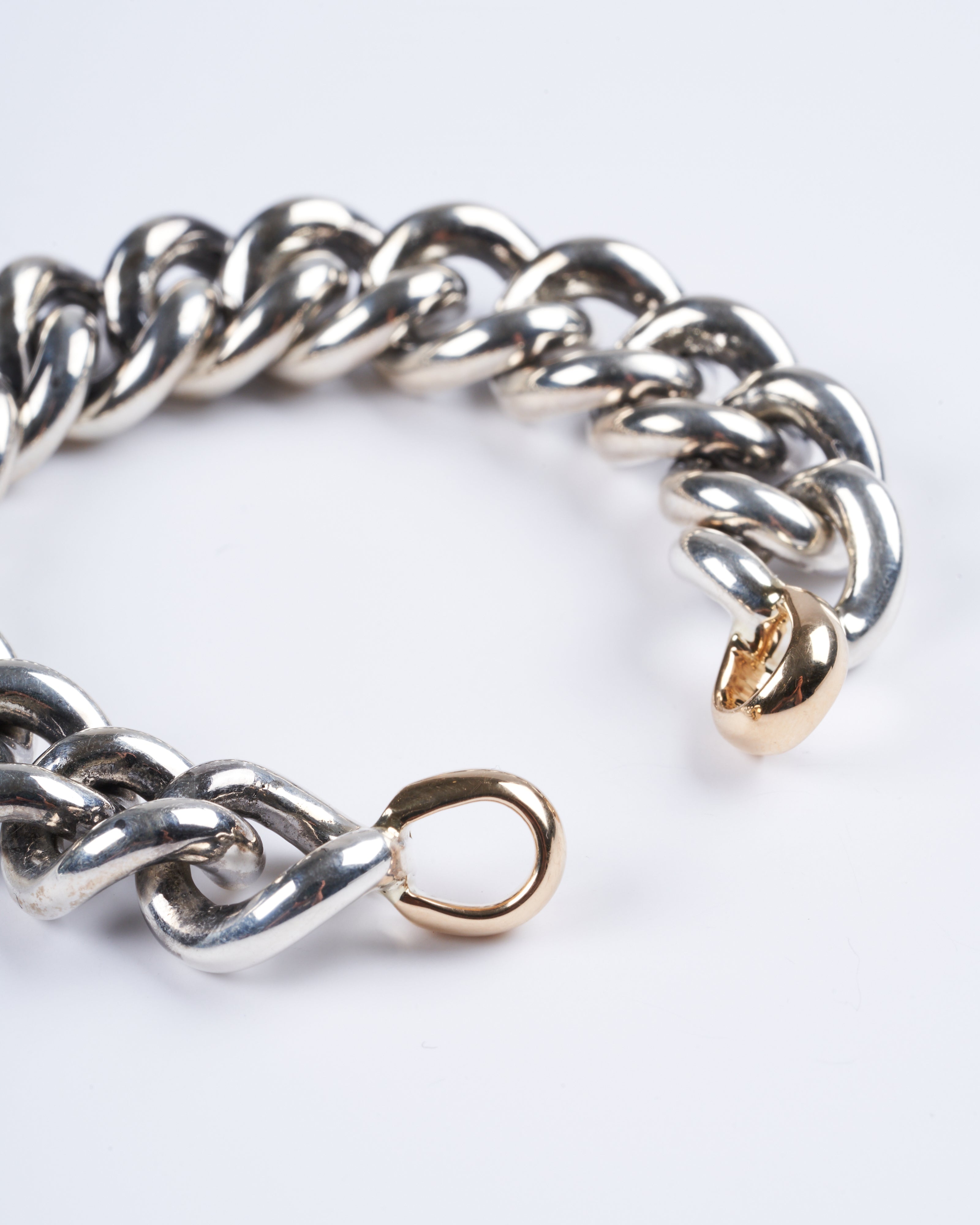 Marla Aaron Silver Mega Curb Bracelet With Yellow Gold Loops Silver