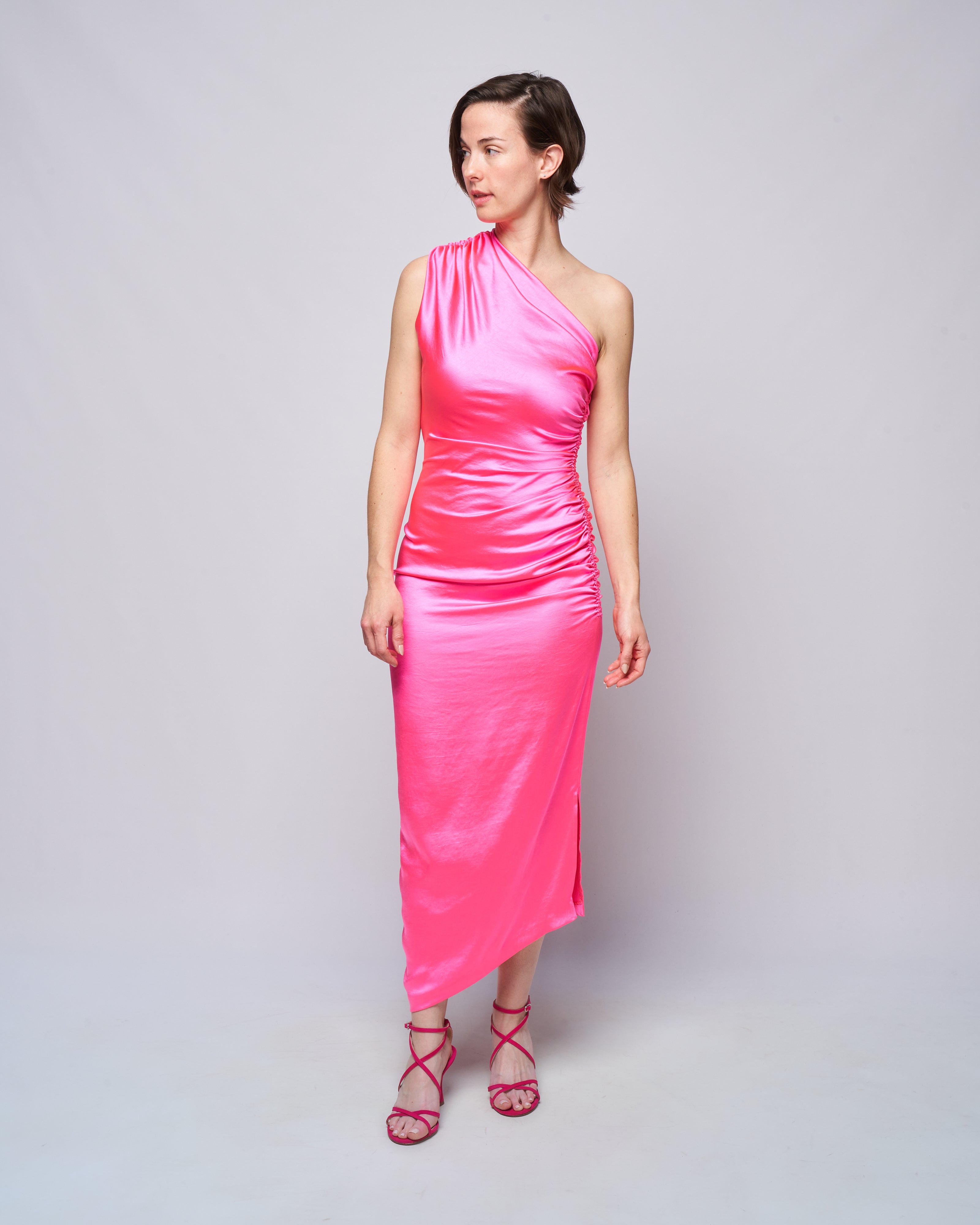 Smythe Single Shoulder Asymmetrical Dress Hot Pink Smythe Single Shoulder Asymmetrical Dress Hot Pink