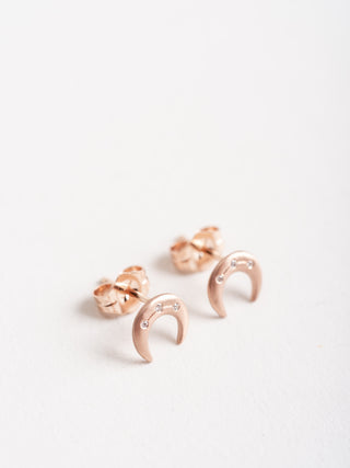 crescent disc earrings - rose gold