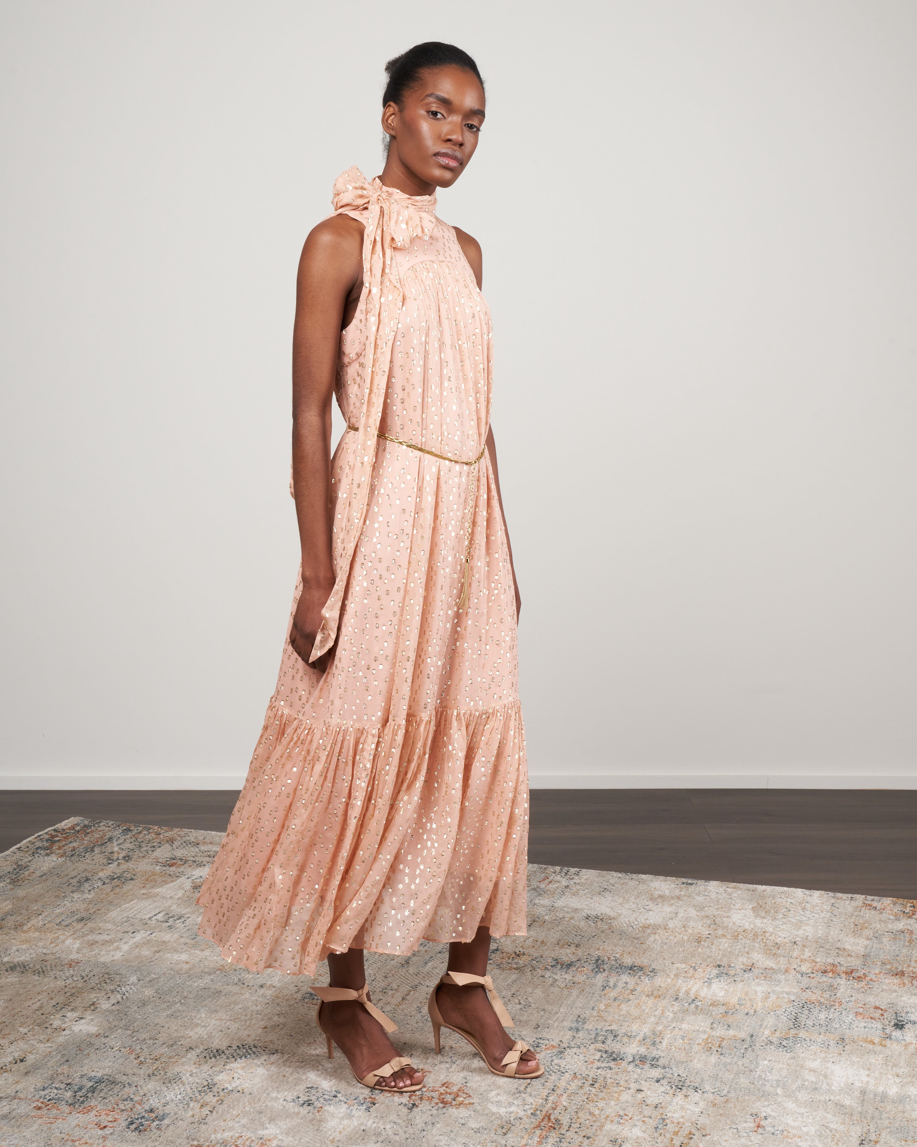 Zimmermann Sleeveless Tie Neck Dress Blush Blh