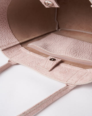 small pocket tote - blush embossed suede