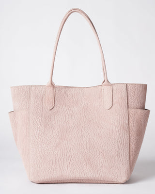 small pocket tote - blush embossed suede