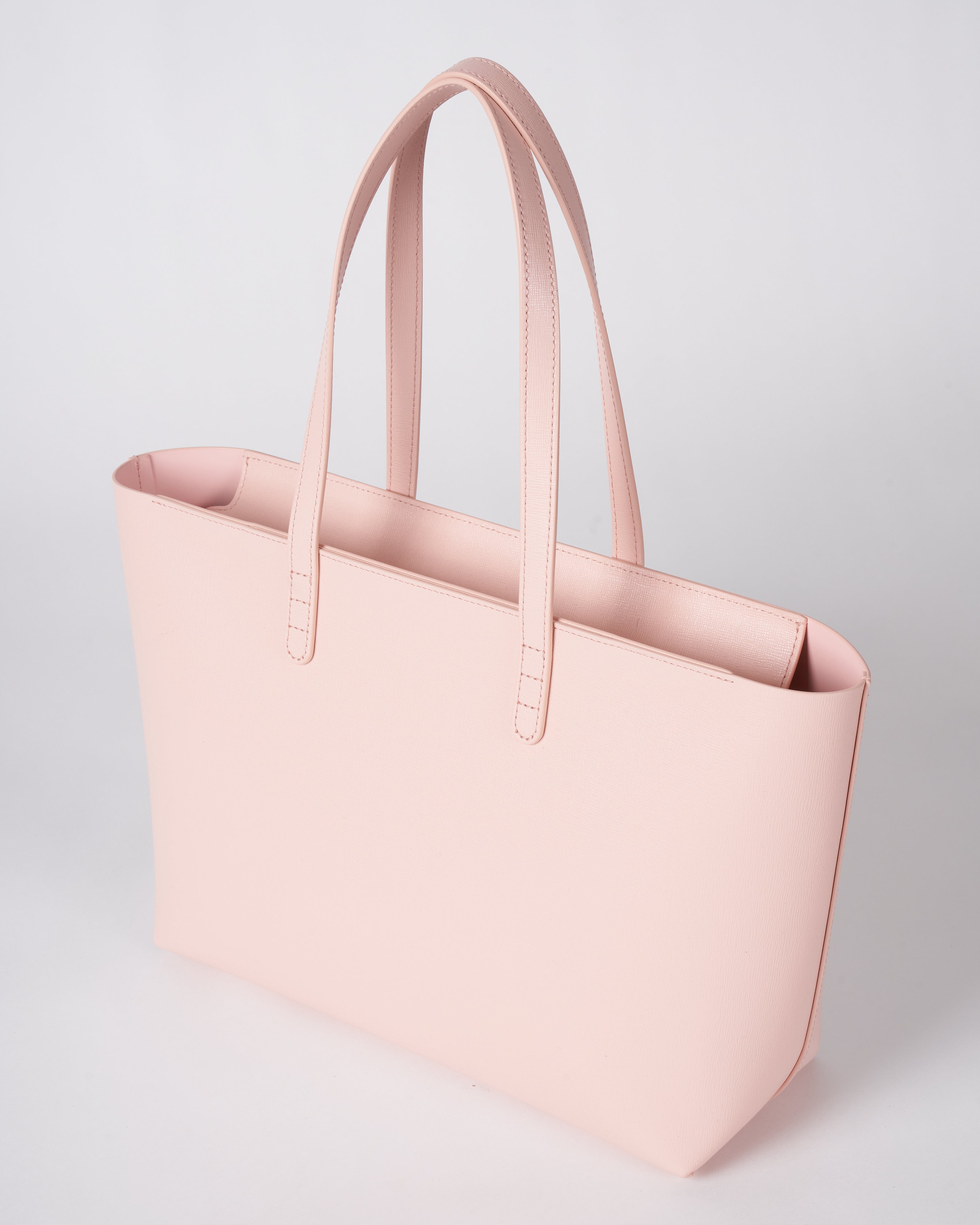 Small Leather Zip Tote Bag In Dahlia