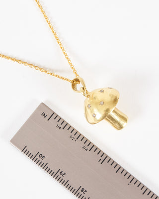 small diamond toadstool necklace - gold/diamond
